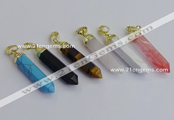 NGP7550 8*40mm sticks mixed gemstone pendants wholesale