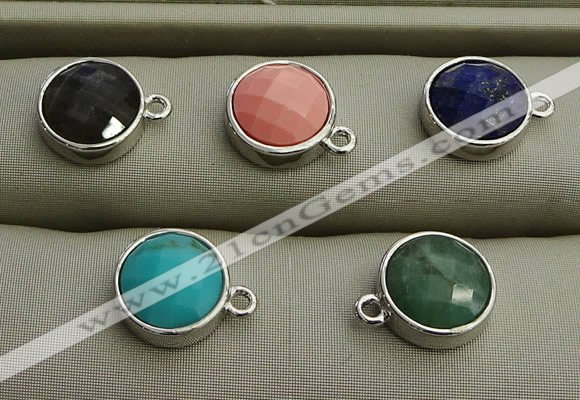 NGP7565 12mm coin mixed gemstone pendants wholesale