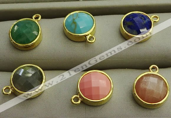 NGP7566 12mm coin mixed gemstone pendants wholesale