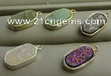 NGP7580 10*15mm oval plated druzy agate pendants wholesale