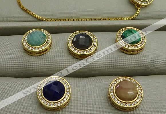 NGP7584 16mm coin mixed gemstone pendants wholesale