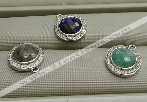 NGP7591 11mm coin mixed gemstone pendants wholesale