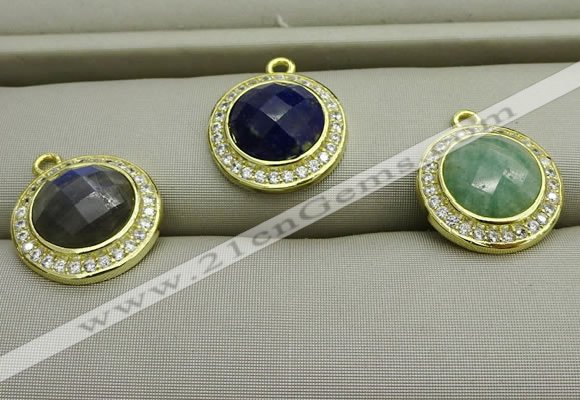 NGP7592 11mm coin mixed gemstone pendants wholesale