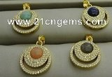 NGP7602 15mm coin mixed gemstone pendants wholesale