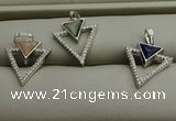 NGP7604 16*19mm arrowhead mixed gemstone pendants wholesale