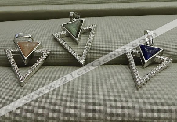 NGP7604 16*19mm arrowhead mixed gemstone pendants wholesale