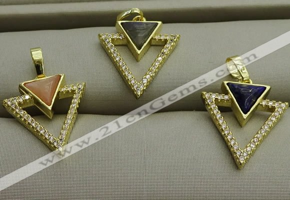 NGP7605 16*19mm arrowhead mixed gemstone pendants wholesale