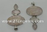 NGP8001 50*82mm - 52*86mm rose quartz pendant set jewelry