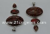 NGP8017 50*82mm - 52*86mm brecciated jasper pendant set jewelry