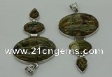 NGP8020 50*82mm - 52*86mm rhyolite gemstone pendant set jewelry