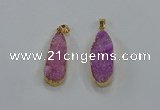 NGP8503 15*33mm - 17*40mm flat teardrop druzy agate pendants