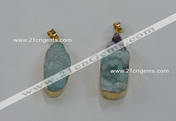 NGP8506 15*33mm - 17*40mm flat teardrop druzy agate pendants