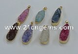 NGP8509 15*33mm - 17*40mm flat teardrop druzy agate pendants