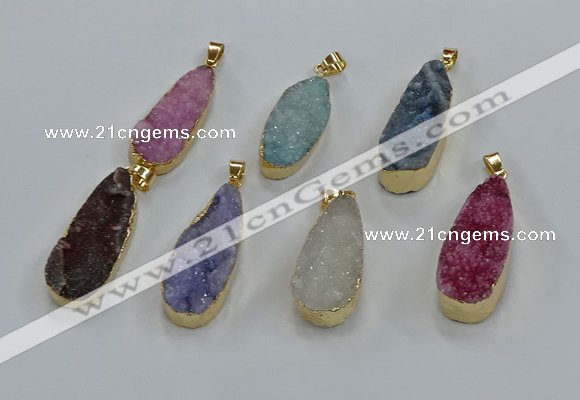 NGP8509 15*33mm - 17*40mm flat teardrop druzy agate pendants