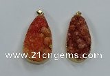 NGP8512 25*48mm - 27*52mm flat teardrop druzy agate pendants