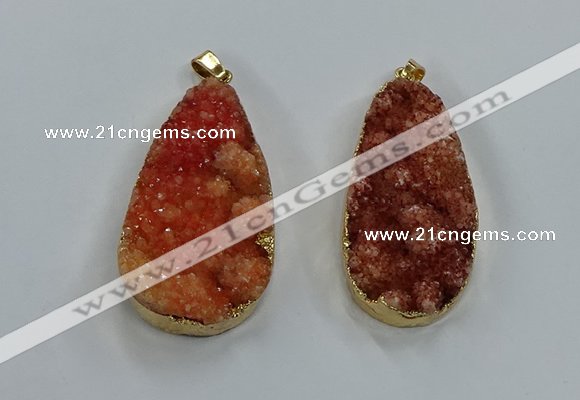 NGP8512 25*48mm - 27*52mm flat teardrop druzy agate pendants