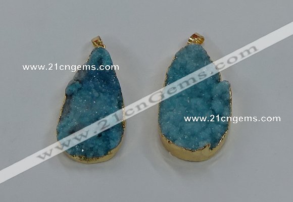 NGP8516 25*48mm - 27*52mm flat teardrop druzy agate pendants