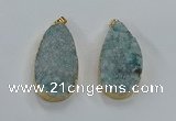 NGP8517 25*48mm - 27*52mm flat teardrop druzy agate pendants