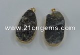 NGP8519 25*48mm - 27*52mm flat teardrop druzy agate pendants