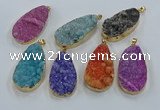 NGP8520 25*48mm - 27*52mm flat teardrop druzy agate pendants