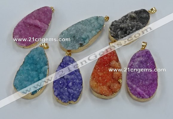 NGP8520 25*48mm - 27*52mm flat teardrop druzy agate pendants