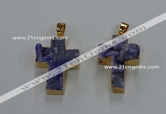 NGP8534 22*30mm - 25*35mm cross druzy agate pendants wholesale