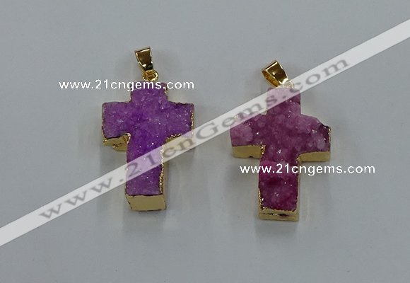 NGP8535 22*30mm - 25*35mm cross druzy agate pendants wholesale