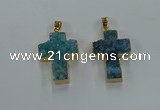 NGP8537 22*30mm - 25*35mm cross druzy agate pendants wholesale