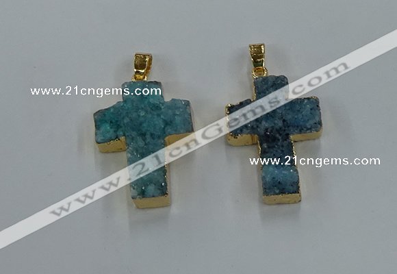 NGP8537 22*30mm - 25*35mm cross druzy agate pendants wholesale