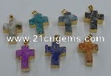 NGP8541 22*30mm - 25*35mm cross druzy agate pendants wholesale