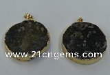 NGP8561 38mm - 40mm flat round druzy agate pendants wholesale