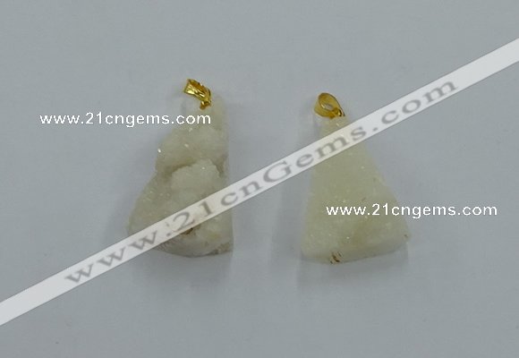 NGP8574 18*25mm - 25*40mm triangle druzy agate pendants wholesale