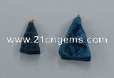 NGP8579 18*25mm - 25*40mm triangle druzy agate pendants wholesale