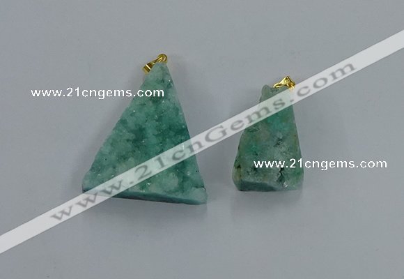 NGP8580 18*25mm - 25*40mm triangle druzy agate pendants wholesale