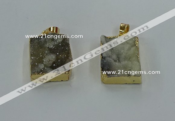 NGP8585 18*25mm rectangle druzy agate pendants wholesale