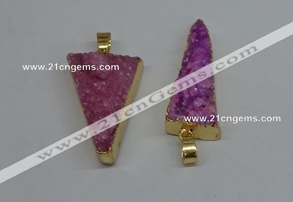 NGP8596 13*40mm - 20*35mm triangle druzy agate pendants wholesale
