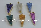 NGP8602 13*40mm - 20*35mm triangle druzy agate pendants wholesale