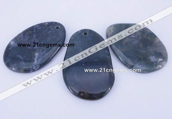 NGP865 5PCS 35-45mm*50-65mm freeform moos agate gemstone pendants