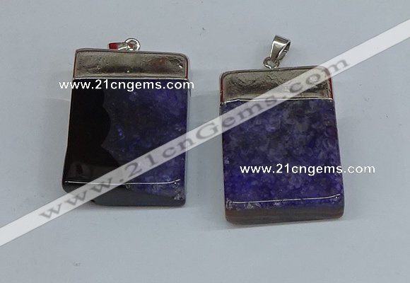 NGP8679 26*36mm rectangle druzy agate pendants wholesale