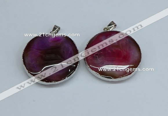 NGP8700 38mm - 40mm flat round agate pendants wholesale