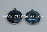 NGP8701 38mm - 40mm flat round agate pendants wholesale