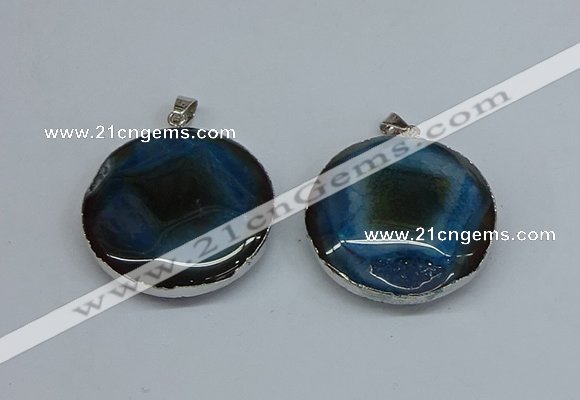 NGP8701 38mm - 40mm flat round agate pendants wholesale