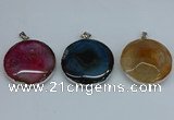 NGP8704 38mm - 40mm flat round agate pendants wholesale