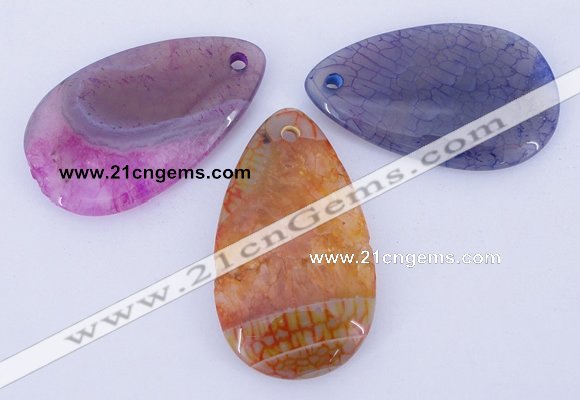 NGP883 5PCS 29*50mm flat teardrop agate gemstone pendants wholesale