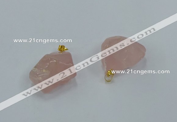 NGP8856 20*25mm - 30*40mm nuggets rose quartz pendants wholesale