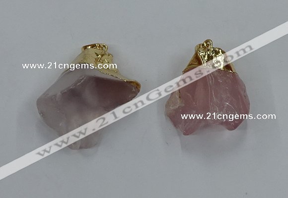 NGP8861 20*25mm - 30*40mm nuggets rose quartz gemstone pendants