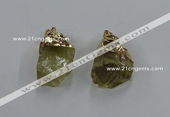 NGP8863 20*25mm - 30*40mm nuggets lemon quartz gemstone pendants