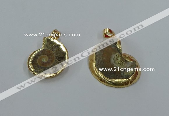 NGP8872 22*26mm - 30*35mm carved ammonite gemstone pendants