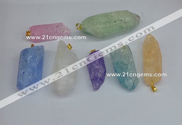 NGP8885 16*38mm - 25*60mm sticks crackle quartz pendants wholesale