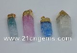 NGP8895 10*35mm - 20*45mm sticks crackle quartz pendants